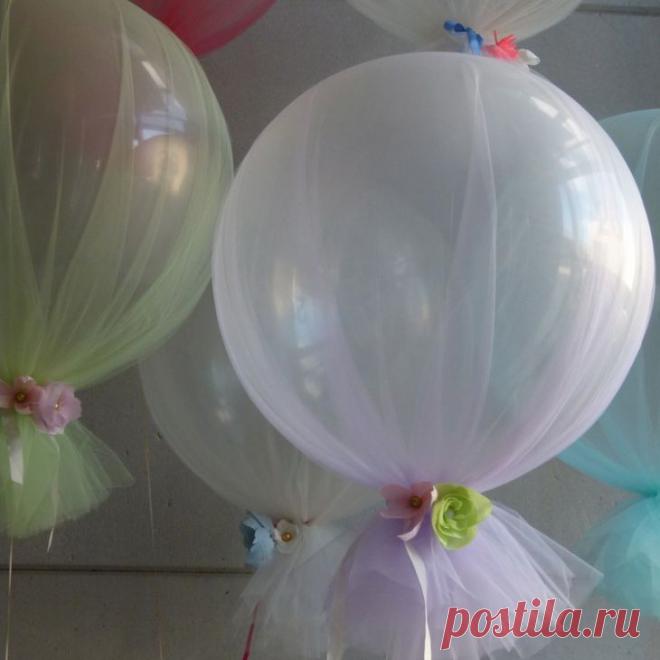Декорирование воздушных шаров сеткой или органзой (подборка) / Праздничный декор /