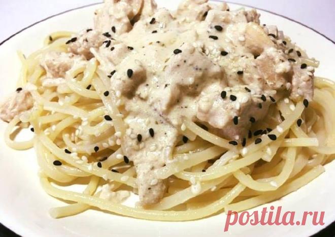 Спагетти с курицей в сливочно-соевом соусе - пошаговый рецепт с фото. Автор рецепта Albina Klimkina . - Cookpad