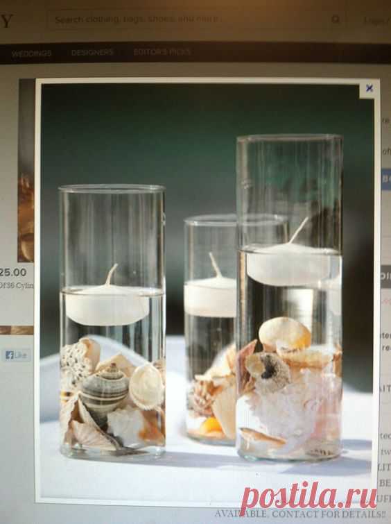 seashells and floating candles | Katie's Beach reception
