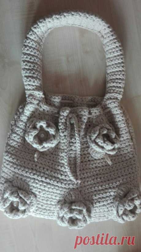 Женская сумка на каждый день из ленточной пряжи