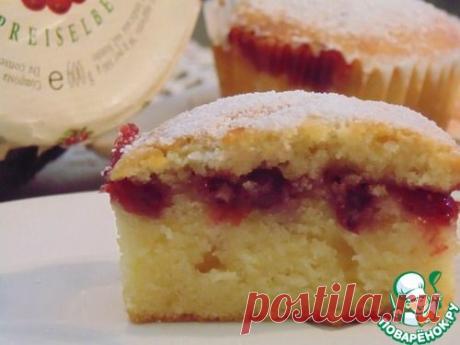 Творожные кексы с брусничным соусом - кулинарный рецепт