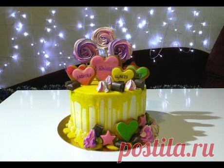 Украшение кремового торта Как украсить торт на День Рожденье Decorating cream cake