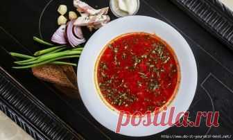 Борщ с чесноком и зеленью