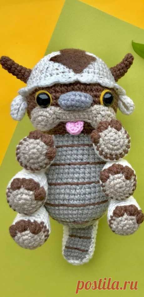 PDF Аппа Аватар крючком. FREE crochet pattern; Аmigurumi toy patterns. Амигуруми схемы и описания на русском. Вязаные игрушки и поделки своими руками #amimore - небесный бизон из мультсериала Аватар: легенда об Аанге, летающий бизон.