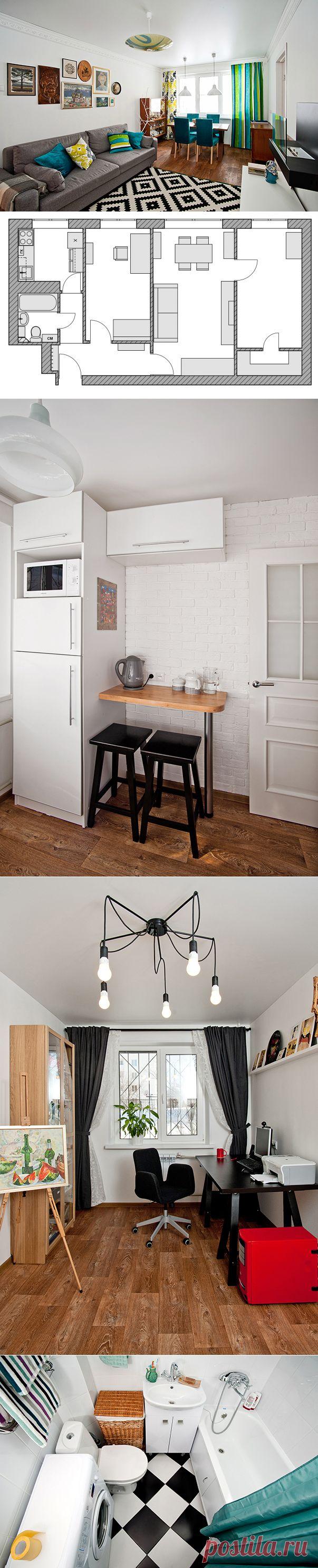 Дизайн интерьера небольших квартир.
 3х комн./56м