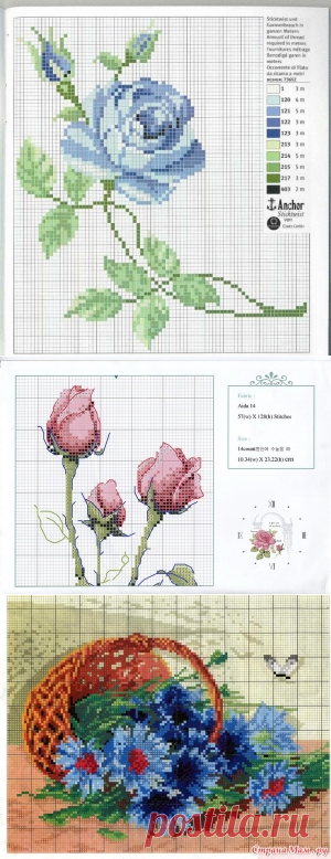 Схемы вышивки - цветы | UMKAS