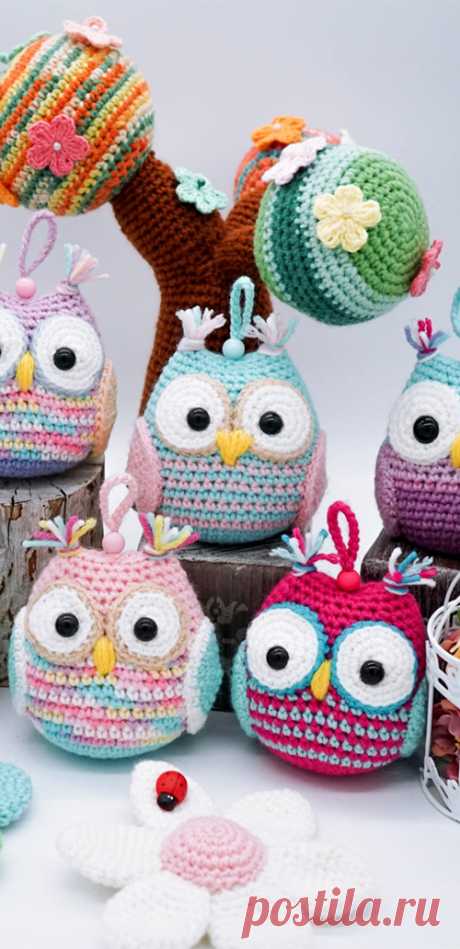 PDF Совушки крючком. FREE crochet pattern; Аmigurumi toy patterns. Амигуруми схемы и описания на русском. Вязаные игрушки и поделки своими руками #amimore - маленькая сова, совушка, совёнок, птица, птичка.