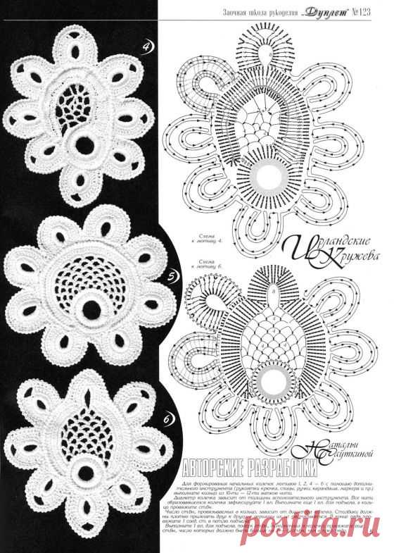 Motif with diagram #2 | Crochet Irish | Связанное Крючком Кружевное Украшение, Ирландское Вязание и Ирландский