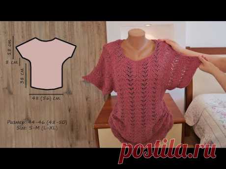 Кружевная кофточка спицами (часть 3) 🦚 Lace blouse knitting pattern (part 3)