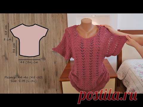 Кружевная кофточка спицами (часть 3) 🦚 Lace blouse knitting pattern (part 3)
