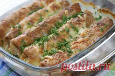 Бесподобные рулетики с мясом и сыром, запеченные в сливках!