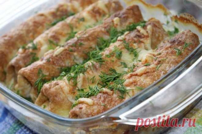 Бесподобные рулетики с мясом и сыром, запеченные в сливках!