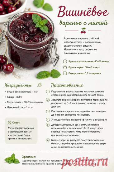 Вишневое варенье с мятой