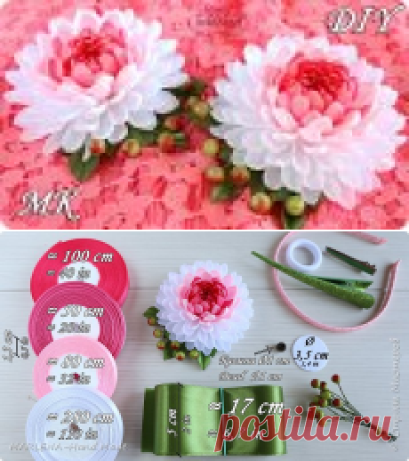 Хризантема из ленты. Канзаши из узких лент МК/DIY | Страна Мастеров