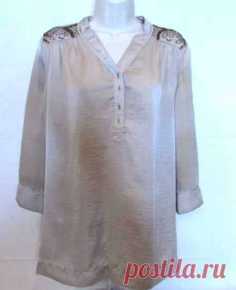 Tribal Women's size 10 Tan Tunic with Beaded and Sequin Shoulders | eBay
