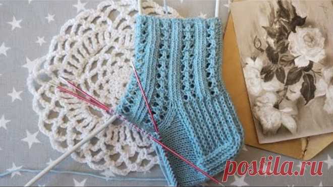 Интересный узор для кругового вязания. Узор держит форму носка, шапки. Изделие всегда в форме.