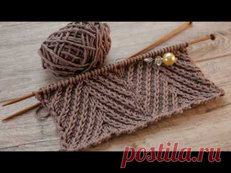 Узор «Зиг-заг» или «Рыбий хвост» спицами 🐟 «Zig-zag» or «Fishtail» knitting pattern
