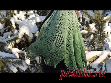 Шаль "Малахитовая роскошь"// как связать шаль спицами