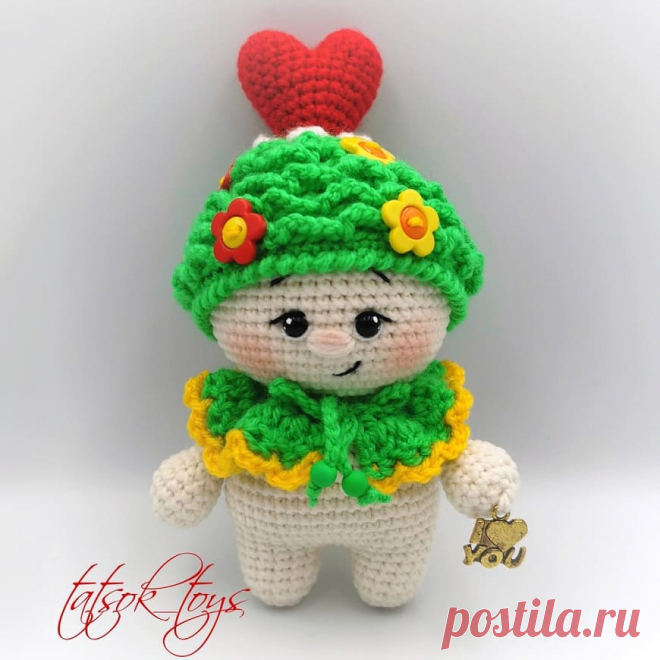 Малыш Валентинка крючком | Амигуруми