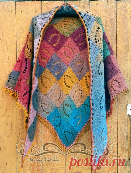 Работы подписчиков 

шаль "Танец падающих листьев", связана крючком техникой энтерлак(энтрелак). Пряжа Дундага 6\1, крючок №2,5. Размер 190х90см