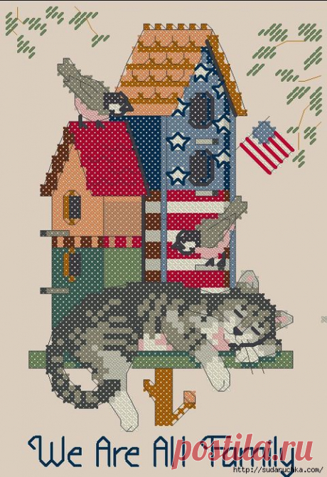 &quot;We Are All Familu&quot;. Схема для вышивки крестом.