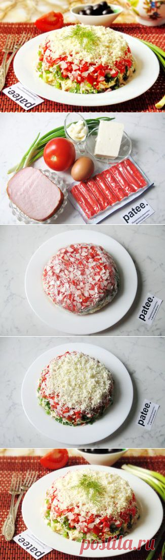 Салат с ветчиной и крабовыми палочками - рецепт с фотографиями