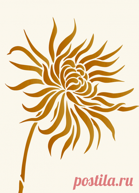 Chrysanthemum Flower Stencil 1 - Henny Donovan Motif Large scale flower stencil
1 sheet wall stencil
Chrysanthemum Flower Stencil 1 - an extra large single Chrysanthemum flower stencil for impressive wall art creations, striking features and fabric decoration. Use this up-scaled design in bedrooms, hallways, living spaces, alcoves and stairways; or print fabrics to create unique bed linen, full length curtains or simply as hanging art.  Stencil on white or coloured backgro...