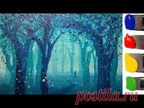 Рисуем волшебный ЛЕС акрилом / How to paint a magic forest with acrylic