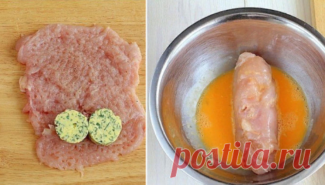 Котлеты по-киевски. Вкус настоящей Украины Продукты: 4 шт. филе куриное 2 шт. яйца куриные 100 г масло сливочное...
