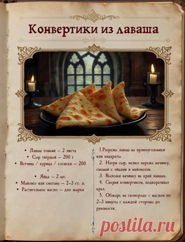 Конвертики из лаваша