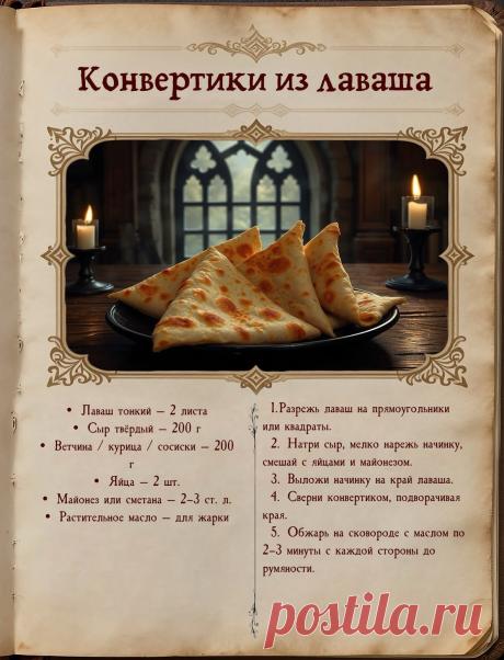 Конвертики из лаваша