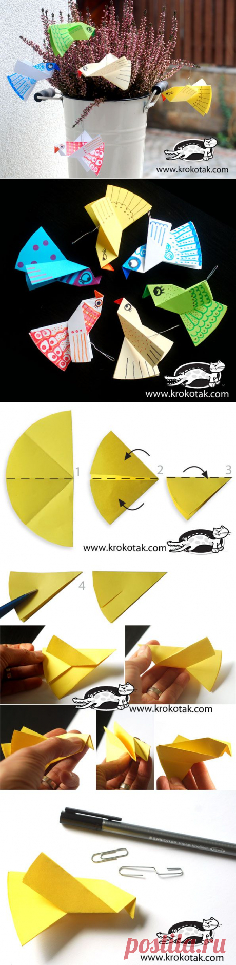 Paper birds for colouring – easy to make | krokotak