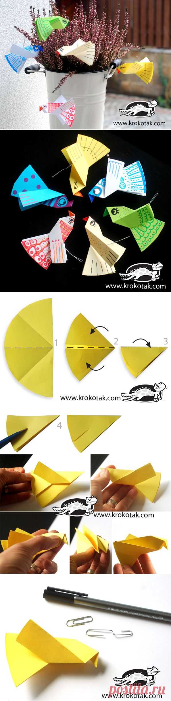 Paper birds for colouring – easy to make | krokotak