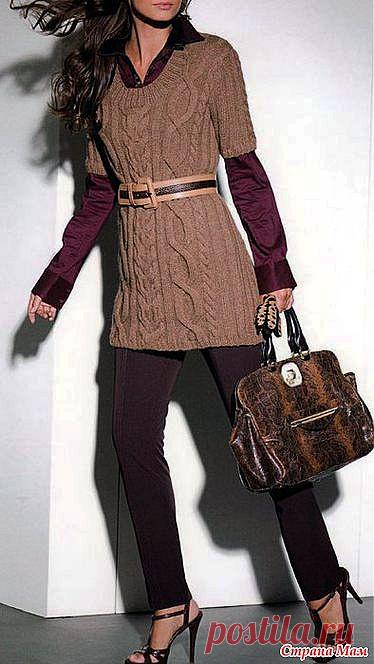 На каждый день: туника с косами спицами из Lana Grossa.