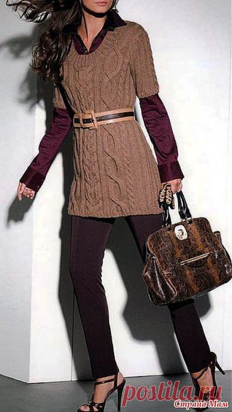 На каждый день: туника с косами спицами из Lana Grossa.