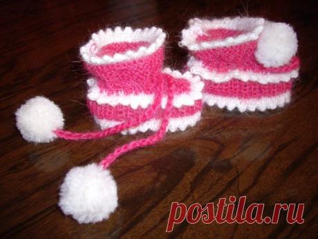 Пинетки на двух спицах / пинетки спицами схемы с описанием / связать пинетки спицами со схемами - на бэби.ру