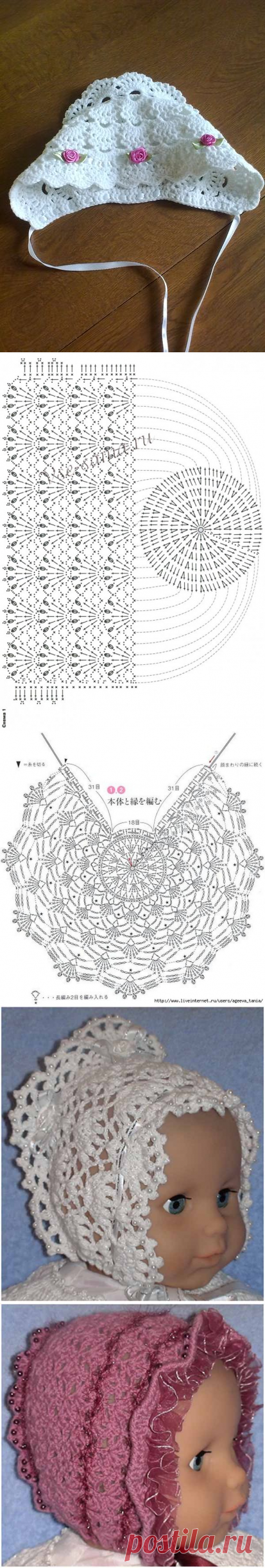 Как связать крючком чепчик для новорожденной?