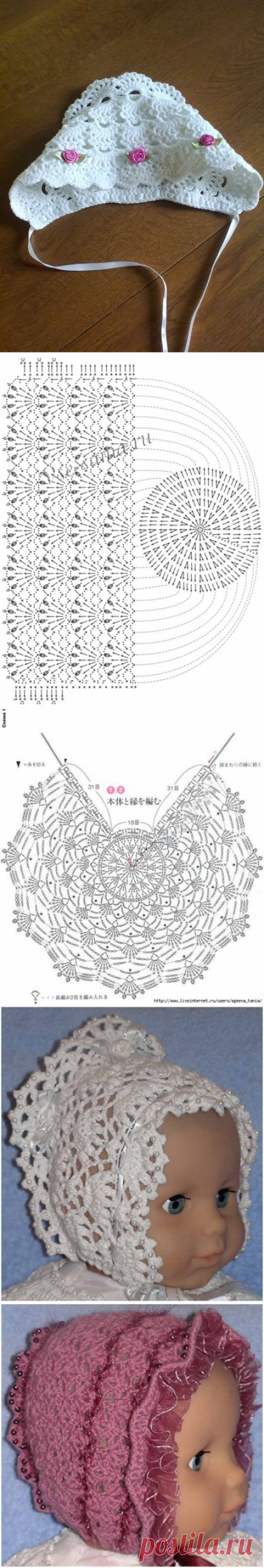 Как связать крючком чепчик для новорожденной?