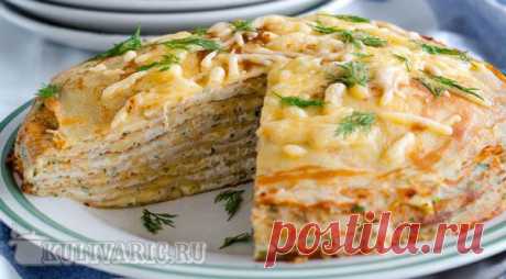 Блинный пирог с курицей и грибами — Женская страничка
