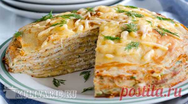 Блинный пирог с курицей и грибами — Женская страничка