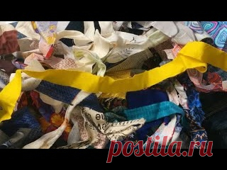 Новая идея куда использовать старые джинсы и полоски ненужной ткани_ шьем коврик DIY мастер-класс