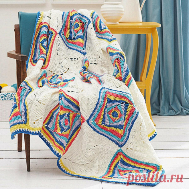 5 несложных красивых пледов крючком. Описание и схемы | Paradosik_Handmade Пульс Mail.ru Вяжем пледы крючком. 5 интересных вариантов, с описанием и схемами вязания в хорошем качестве.