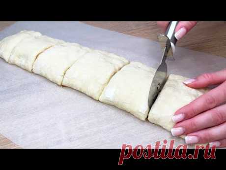 Слоеное тесто. С 1 яблоком и за 5 минут вы приготовите легкий и вкусный штрудель!