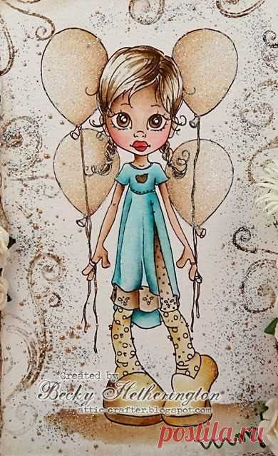 Hi everyone, Becky here and today I have a card made with Birthday Balloons . I have coloured her with distress markers and rei...
