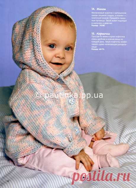 Жакет Вам потребуется: 250 г. серо-розовой пряжи "Betty" ( 50% овечьей шерсти, 50% полиакрила 90м/50г) прямые спицы №5, №6 4 пуговицы. Основной узор (спицы № 6). Лицевая глады лиц р. - лиц п., изн. р. - иэн. п. Узор для планок (спицы № 5). Платочная вязка: лиц. и иэн. р. - лиц. п. Плотность вязания (спицы…