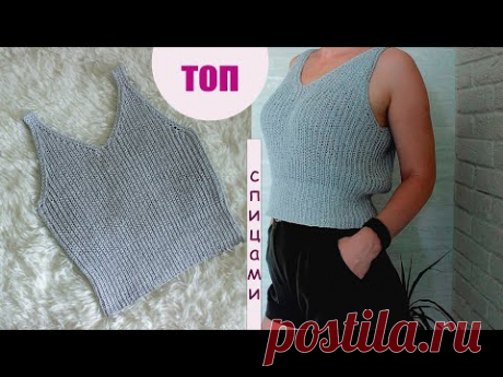 ⭐️⭐️⭐️Топ резинкой. Топ спицами. Простая майка спицами.💕💕💕