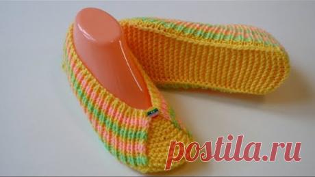 Оригинальные тапочки следки спицами
