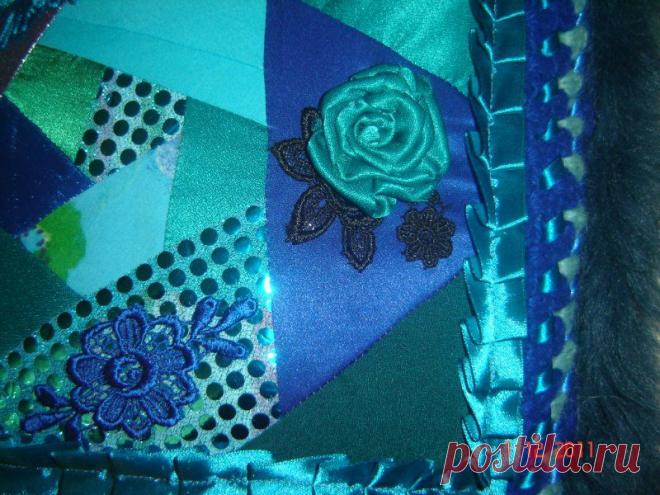 Красивая лоскутно-вязаная подушка своими руками