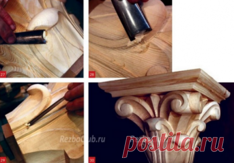 Как вырезать из дерева верх колонны - капитель