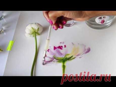 Watercolor Flower Tutorial | Mixing colors | Wet to wet technique